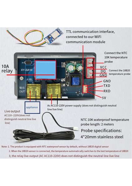 SA10W Wifi Termostat Sıcaklık Denetleyicisi Dijital Ekran Termostat Yüksek Düşük Sıcaklık Alarm (Yurt Dışından) modelleri