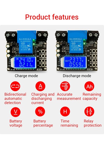 ZK-J30 Coulomb Metre Ekran Pil Testi Lityum Pil Koruması Çift Yönlü Akım 30A (Yurt Dışından) fırsatları