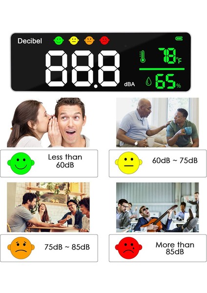 3&#39;ü Desibel Metre Ses Seviyesi Okuyucu + Nem ve Sıcaklık. Duvara Monte Edilmiş Sınıf Gürültü Ölçer, Spl &amp; Db Metre (Yurt Dışından) indirimleri