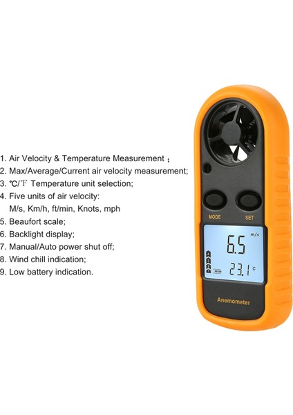 Anemometre Rüzgar Hızı Test Cihazı Endüstriyel Tarım Dijital Anemometre Arka Işığı Beş Tür Rüzgar Hızı Ünitesi (Yurt Dışından) fiyatları