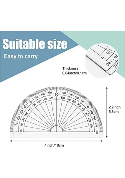 100 Pcs Matematik Prestors Plastik Prestor 180 Derece, Sınıf Için Dökme, Mühendislik Için Set Profractor (Yurt Dışından) fiyatları