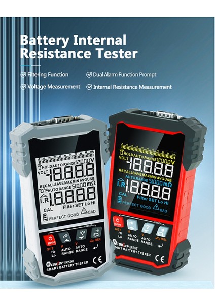 Tooltop IR502 Pil Dahili Direnç Test Cihazı 500Ω Elektromobili Için Kalibre Edilebilir Yüksek Hassasiyet (Yurt Dışından)