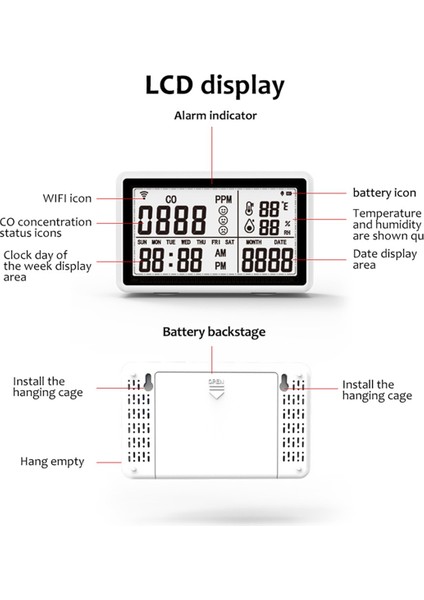 Tuya Wıfı Co Metre Sıcaklık ve Nem Test Cihazı Ev Hava Kalitesi Monitörü Karbon Monoksit Dedektörü (Yurt Dışından) modelleri