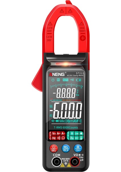 Aneng ST212 Dijital Kelepçe Ölçer 400A Mevcut Gerçek Rms Akıllı Pullu Ammetre 6000 Multimetre Dc Ncv Test Cihazı (Kırmızı) (Yurt Dışından)
