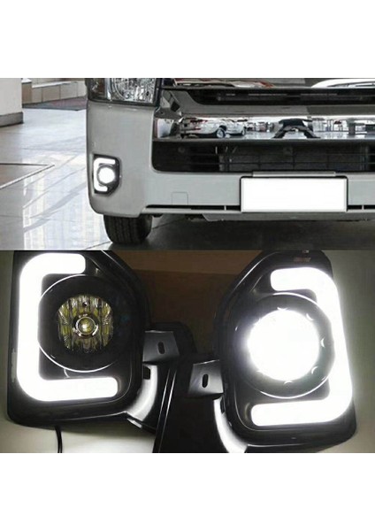 2pcs LED 12V Abs Araba Sis Lambası Drl Toyota Hiace Için Gündüz Çalışan Işık 2014 2015 2016 2017 2018 Dönüş Sinyali ile (Yurt Dışından) indirimleri