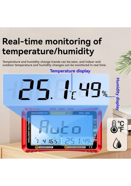 613SMART Multimetre Gerçek Zamanlı Güç Açma Ölçüm Test Cihazı Ac/dc Ammetre Voltmetre 4000COUNT Dijital Multimetro Testtool, B (Yurt Dışından)