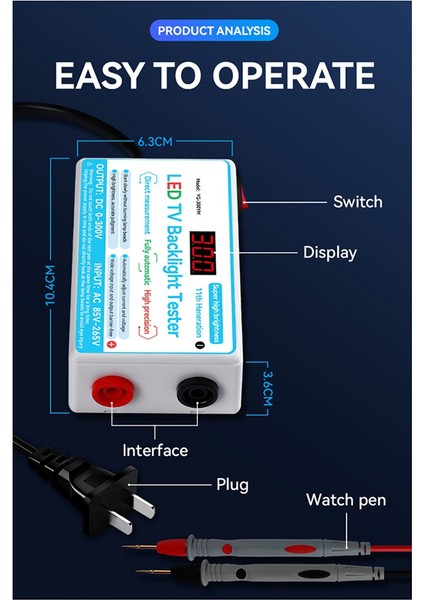 Yükseltme LED Lamp Tv Arka Işığı Test Cihaz Çok Amaçlı LED Şeritler Boncuklar Test Aracı Ölçüm Aletleri Ab Fişi (Yurt Dışından) fırsatları
