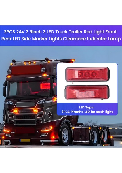 2pcs 24V 3.9inch 3 LED Kamyon Römorku Kırmızı Işık Ön LED Yan Işaretleme Işıkları Açıklık Göstergesi Lamba Su Geçirmez (Yurt Dışından) fırsatları