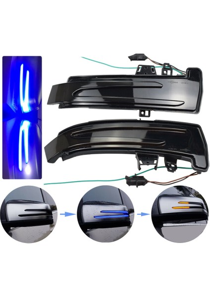 Mavi ve Amber Dinamik LED Dönüş Sinyali Işık Dikizleme Ayna Işık Gösterge Karlanıcı Mercedes-Benz W221 W212 W204 W246 (Yurt Dışından) fiyatları