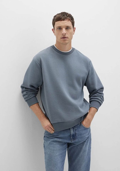 Erkek Bisiklet Yaka Sweatshırt Fırtına Gri 0S10276-80889