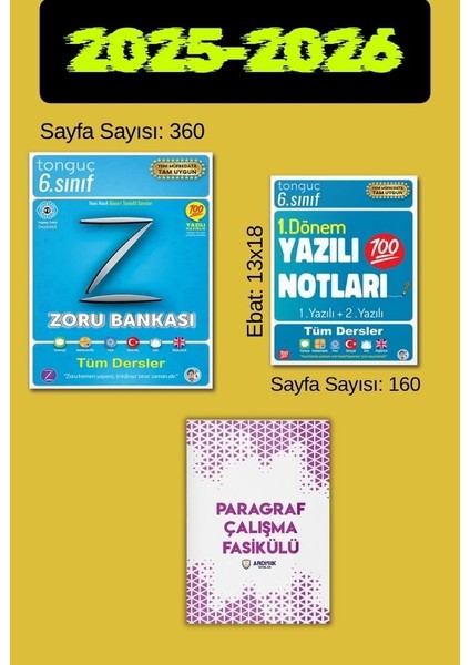 6. Sınıf Tüm Dersler Zoru Bankası + 1. Dönem Yazılı Notları