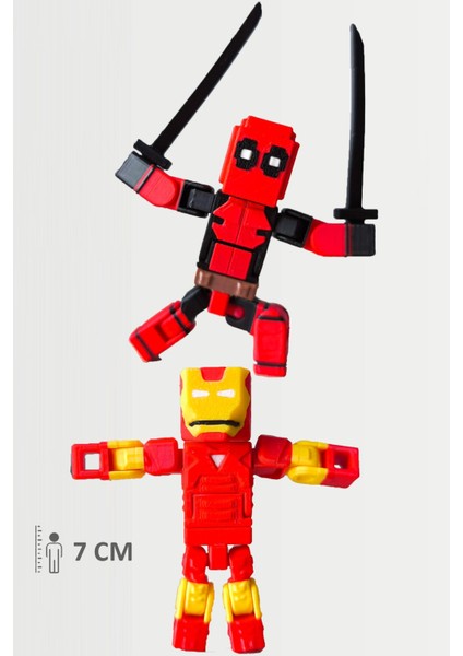 Minecraft Deadpool ve Ironman Hareketli Eklemli Figür