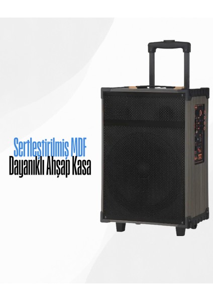 HP-977 Taşınabilir Parti Hoparlörü | 50W Bluetooth Hoparlör | 12” Bass | 2 Kablosuz Mikrofon fırsatları