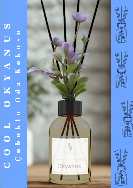 1 Adet Banyo Kokusu Oda Kokusu Koku Giderici Fresh Okyanus 50ML Yapay Çiçekli