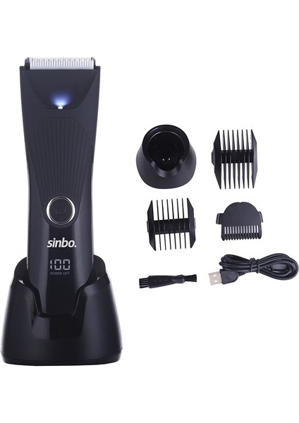 USB Şarjlı - LCD Göstergeli Standlı Saç - Sakal Kesme Traş Makinesi Su Geçirmez SHC-1908 (2818)
