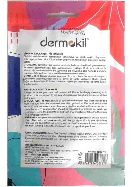Kil Yüz Maske/siyah Nokta Karşıtı/soyulabilir/leke Karşıtı 15G fiyatları