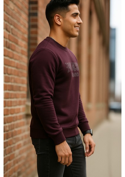 Cora Bisiklet Yaka Erkek Sweatshirt Bordo modelleri