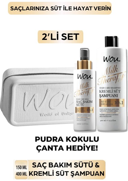 Wou. Milk Therapy Saç Bakım Sütü ve Şampuan Set ( Çanta Hediyeli )