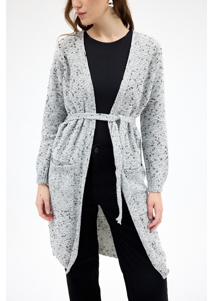 Gri Kadın Kuşaklı Uzun Hırka 6800 fırsatları