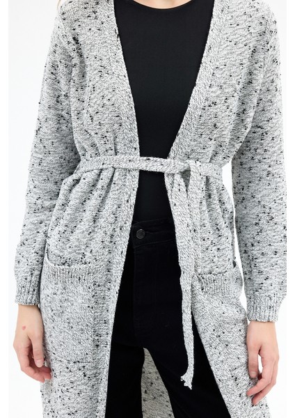 Gri Kadın Kuşaklı Uzun Hırka 6800 indirimleri