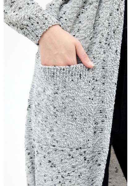 Gri Kadın Kuşaklı Uzun Hırka 6800