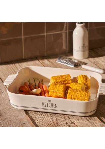 My Kitchen Porselen Fırın Kabı Büyük Boy Beyaz (34,5x21,8x6,2 cm) indirimleri