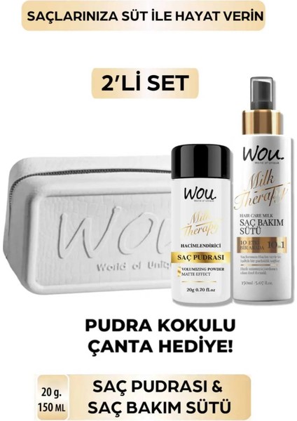 Wou. Milk Therapy Saç Bakım Sütü , Saç Pudrası Çanta Hediyeli Set