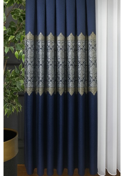 Pano Fon Perde Lacivert Damask Desenli Fon Perde 1 / 3 Sık Pile Pano, Fon, Tül, Perde, indirimleri