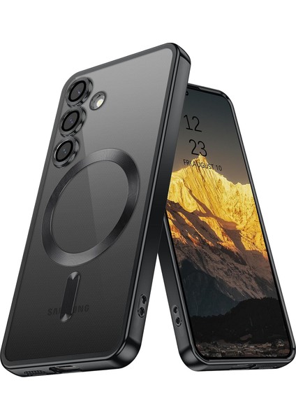 Samsung Galaxy S25 Fe Kılıf Kamera Korumalı Magsafe Wireless Arkası Şeffaf Kenarları Renkli Yumuşak