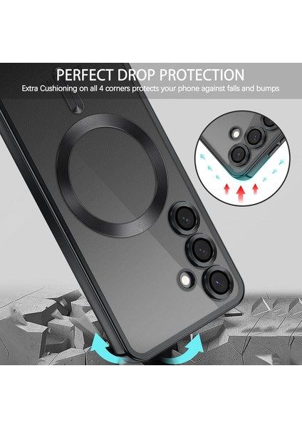 Samsung Galaxy S25 Fe Kılıf Kamera Korumalı Magsafe Wireless Arkası Şeffaf Kenarları Renkli Yumuşak modelleri