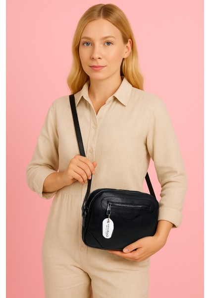 Hakiki Deri Üç Bölmeli Ayarlanabilir Uzun Askılı Çapraz Kadın Omuz Çantası Büyük Boy modelleri