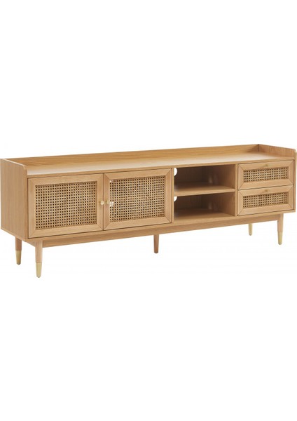 Scandi Tarzı Tv Ünitesi – Bombong 180 Cm, Ahşap & Rattan Detaylı modelleri