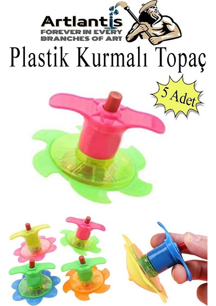 Plastik Topaç 5 Adet Plastik Kurmalı Topaç Dönen Topaç Hediye Çocuk Oyuncak Okul Sınıf Karne Hediyesi