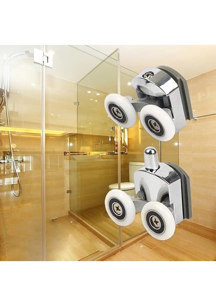 Duşa Kabin Teker Seti,4 Adet Krom Banyo Tekerleği,tüm Duşa Kabinlere Uyumlu Tekerlek Seti Takımı 2