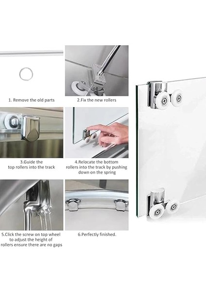 Duşa Kabin Teker Seti,4 Adet Krom Banyo Tekerleği,tüm Duşa Kabinlere Uyumlu Tekerlek Seti Takımı 2 fiyatları