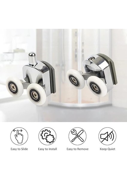Duşa Kabin Teker Seti,4 Adet Krom Banyo Tekerleği,tüm Duşa Kabinlere Uyumlu Tekerlek Seti Takımı 2 modelleri