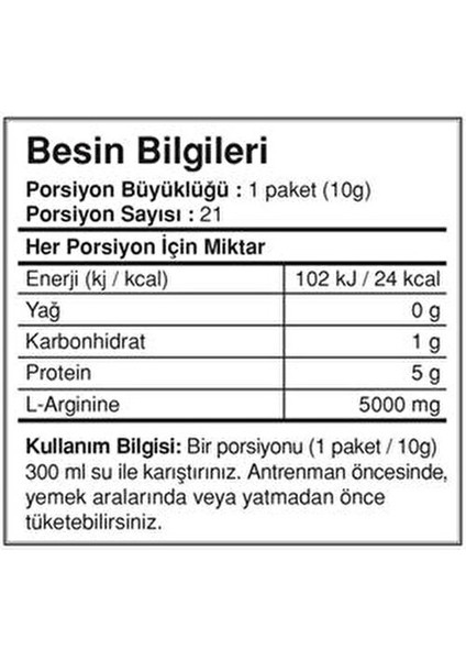 Arginine L-Arginine Amino Asit Orman Meyveli 21 Tekli Sachet 5000 mc fiyatları
