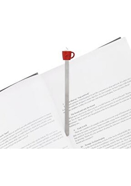 Köpüklü Fincan Kitap Ayracı Kırmızı Renkli 14x3x3 cm Boyutunda