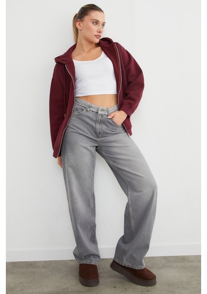 Basic Fermuarlı Kapüşonlu Oversize Sweatshirt fiyatları