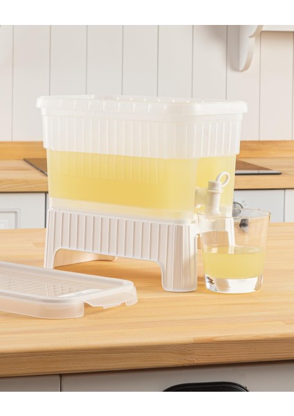 Beyaz Buzdolabı Içi Musluklu Ayaklı Su -Limonata - Içecek Sebili Piknik Bidonu 4 Lt