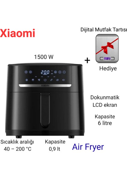MAF08 Air Fryer 6 Lt Yağsız Fritöz+Dijital Mutfak Tartısı Hediye