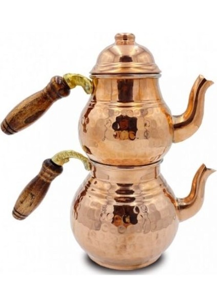 Çaydanlık Bakır Büyük Boy Kırmızı Çekiç Model