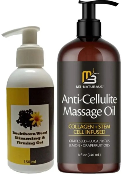 M3 Naturals Masaj Yağı Anti-Cellulite Massage Oil 240 ml + Buckthorn Antiyağ Masaj Kremi 150 ml