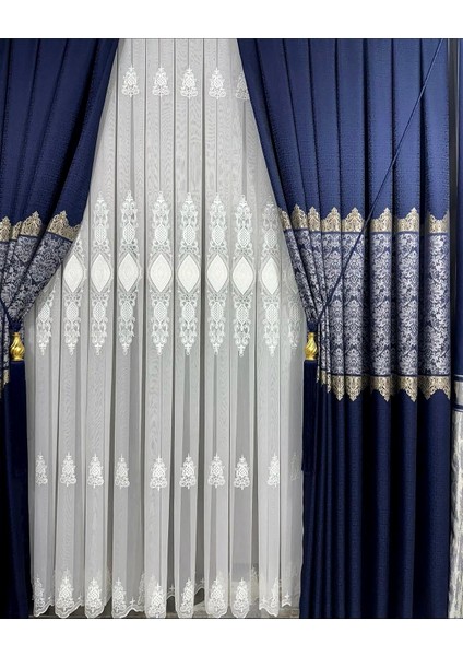 Pano Fon Perde Lacivert Damask Desenli Fon Perde 1 / 3 Sık Pile Pano, Fon, Tül, Perde, fiyatları
