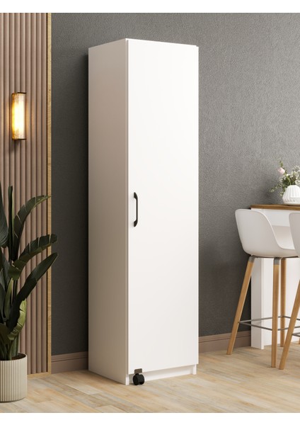 Kuzeylife Novensa Çok Amaçlı Erzak-Kiler Dolabı Tek Kapaklı Beyaz