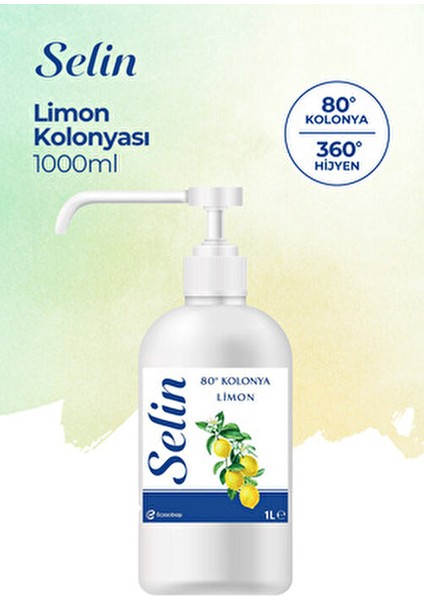 Limon Kolonyası 80° Sprey Şişe 3 Adet 1 Lt Ferahlatıcı Limon Kokusu