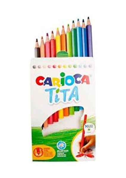 Tita Maxı Kuru Boya Kalemi 12'li Renkli ve Dayanıklı Çocuklar İçin Ergonomik Tasarım fırsatları
