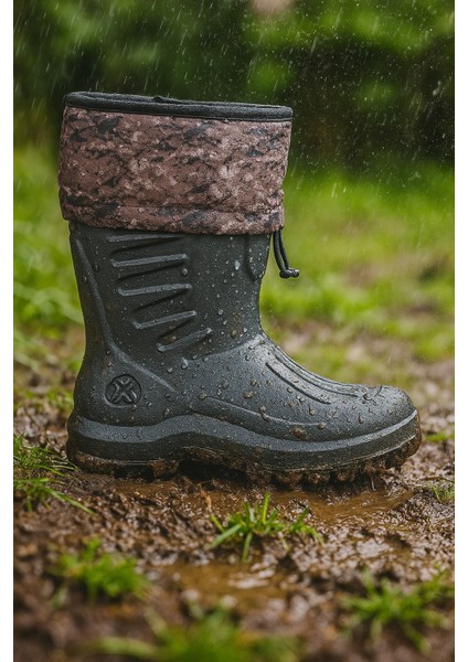 Erkek Siyah Su Geçirmez Balıkçı Motorcu Kurye Avcı Yağmur Kar Çizmesi Termal Çoraplı fiyatları