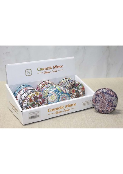 Taşlı Yuvarlak El Aynası Kalın