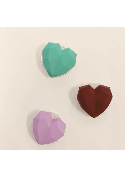 Popsocket 3D Geometrik Kalp Modeli Renkli Yapışkanlı Telefon Tablet Tutacağı ve Standlı Tasarım modelleri